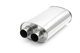 Vibrant Universal Streetpower 3in Stainless Steel Dual In-Out Oval Muffler for high performance car tuning and exhaust systems at DTX Performance.