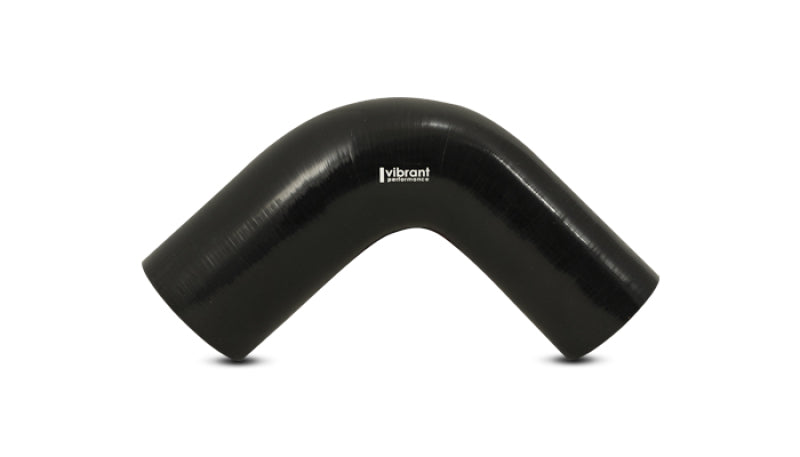 Vibrant 3.5in ID x 4in ID x 3.5in Long Gloss Black Silicone 90 Degree Transition Elbow for performance car parts by DTX Performance