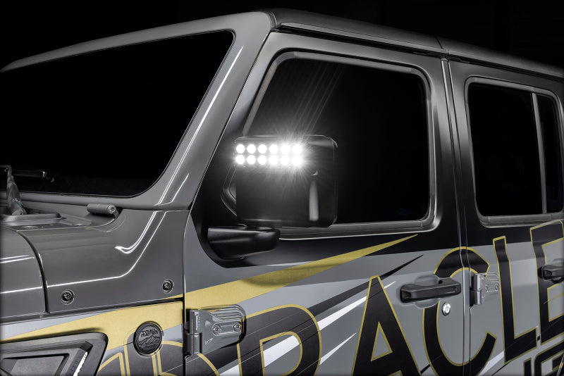 Oracle Lighting LED Off-Road Side Mirrors for Jeep Wrangler JL / Gladiator JT with integrated LEDs for enhanced visibility.
