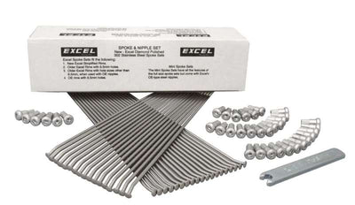 Excel Rear Spoke/Nipple Set (w/ Wrench) - 8 Gauge / 32 Qty - Silver, high performance auto parts from DTX Performance