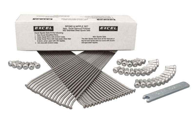 Excel Front Spoke/Nipple Set (w/ Wrench) - 9 Gauge / 36 Qty - Silver, high-performance parts for Honda motorcycles.