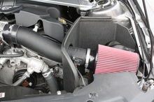Load image into Gallery viewer, JLT 11-14 Ford Mustang V6 Black Textured Cold Air Intake Kit w/Red Filter shown in engine bay for performance upgrade