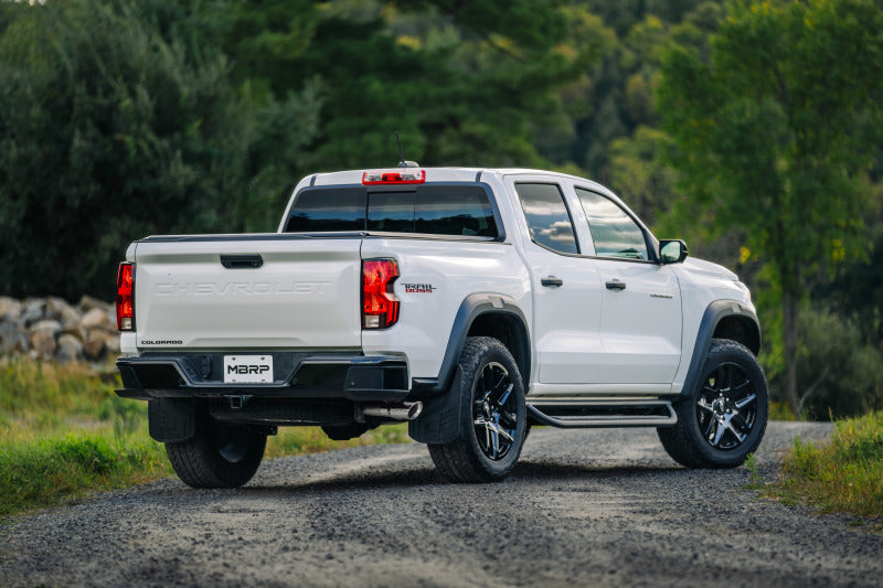 2023 Chevy Colorado with MBRP 3in Cat-Back exhaust on a rural path