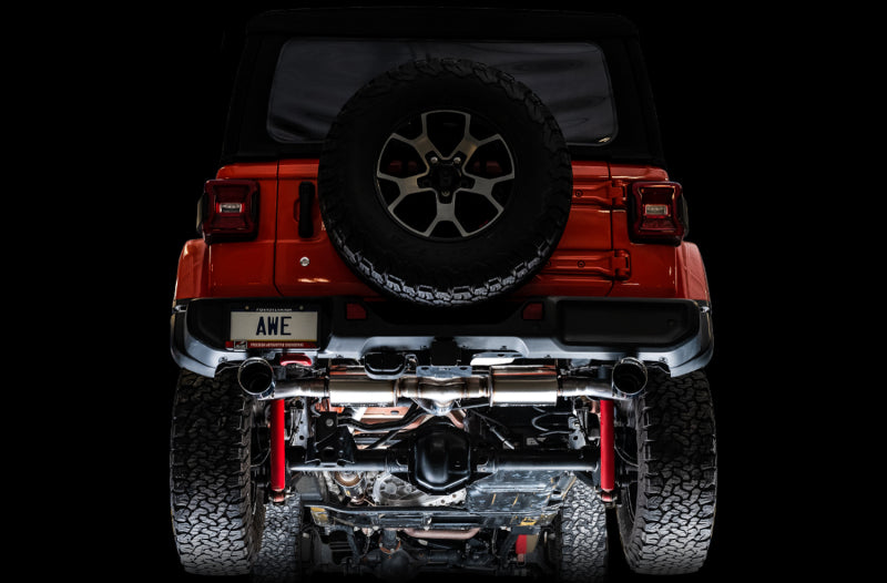 AWE Tuning 2018+ Jeep Wrangler JL/JLU Tread Edition Axle-Back Dual Exhaust - Chrome Silver Tips - DTX Performance