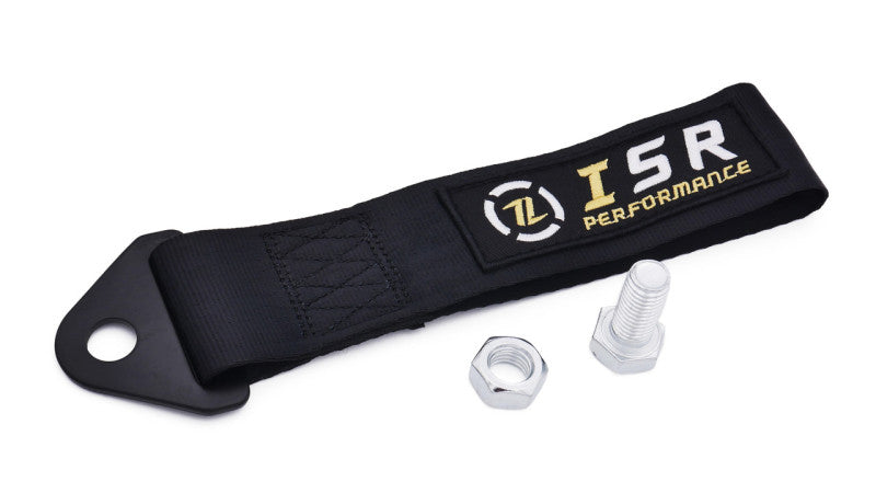 ISR Performance Universal Racing Tow Strap - Black, ideal for performance car parts, tuning upgrades, and veteran owned shops.