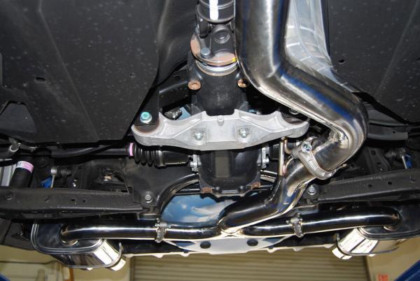 Invidia 15+ Subaru WRX/STI 4Dr Q300 Twin Outlet Rolled Titanium Burnt Quad Tip Cat-Back Exhaust installation view