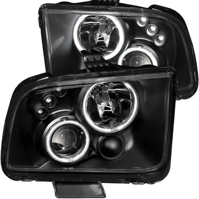 ANZO 2005-2009 Ford Mustang Projector Headlights w/ Halo Black, performance car parts, tuning upgrades, DTX Performance shop