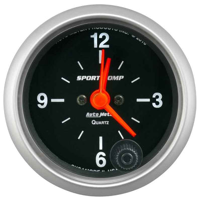 Autometer Sport-Comp 2-1/16in. 12 Hour Analog Clock Gauge, performance car parts, DTX Performance, high performance auto parts