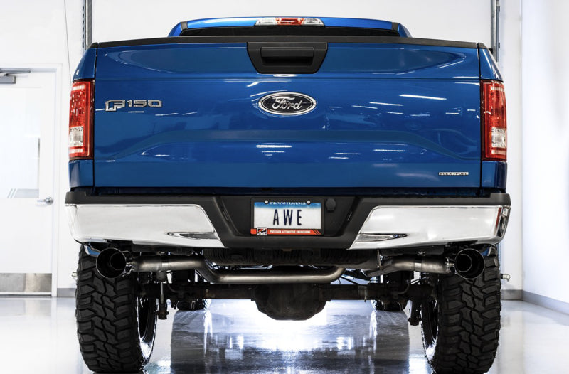 AWE Tuning 2015+ Ford F-150 0FG Dual Exit Performance Exhaust System w/5in Diamond Black Tips - DTX Performance