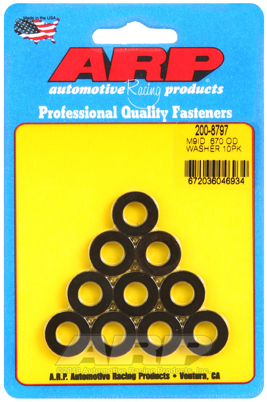 ARP M9 ID 0.670 OD Chamfer Black Washers (10 pack) high performance auto parts from DTX Performance, veteran owned shop