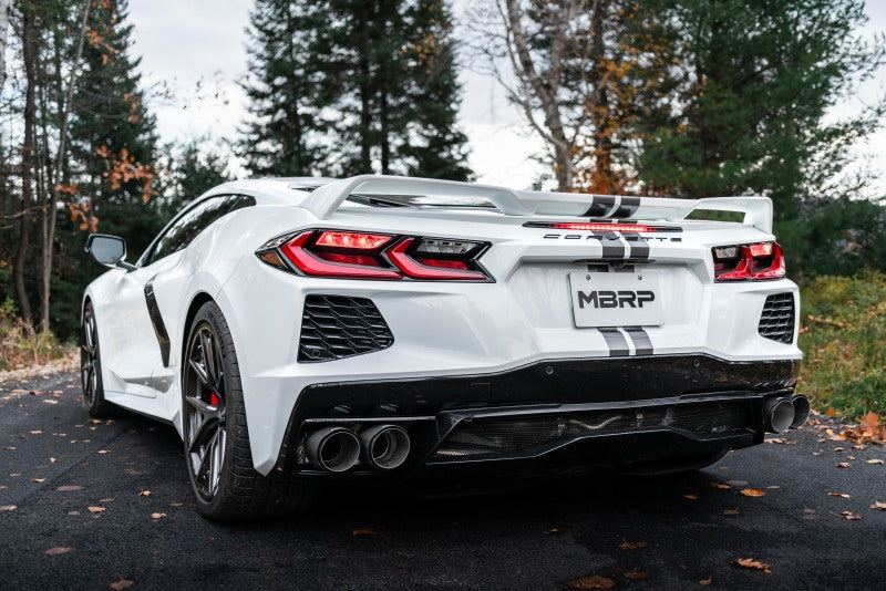 MBRP 20-23 Chevrolet Corvette C8 3in Cat Back Quad Split Rear Exit w/ Carbon Fiber Tips - T304 - DTX Performance