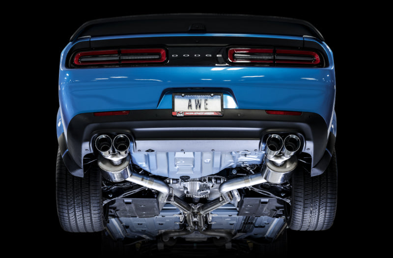 AWE Tuning 2015+ Dodge Challenger 6.4L/6.2L SC Track Edition Exhaust - Quad Chrome Silver Tips - DTX Performance