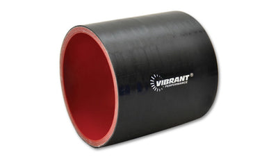 Vibrant 2-1/8in I.D. x 3in Long Gloss Black 4 Ply Aramid Reinforced Silicone Hose Coupling - performance car parts - DTX Performance