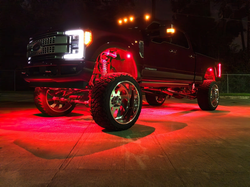 Oracle Bluetooth + RF Underbody Rock Light Kit - 8 PCS - ColorSHIFT on lifted truck with bright underglow lights