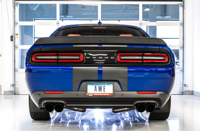 AWE Tuning 2015+ Dodge Challenger 6.4L/6.2L SC Track Edition Exhaust - Quad Diamond Black Tips, performance car parts