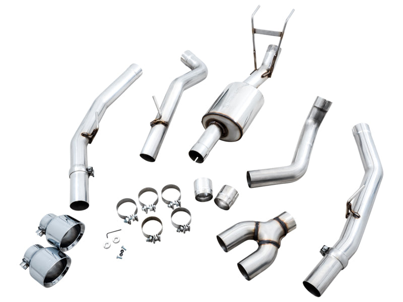 AWE Tuning 09-18 RAM 1500 5.7L (w/Cutouts) 0FG Dual Rear Exit Cat-Back Exhaust - Chrome Silver Tips - DTX Performance