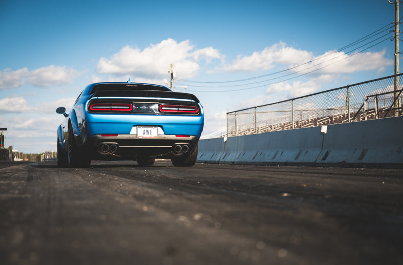 AWE Tuning 2015+ Dodge Challenger 6.4L/6.2L SC Track Edition Exhaust - Quad Chrome Silver Tips - DTX Performance