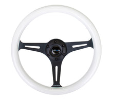 Load image into Gallery viewer, NRG Classic Wood Grain Steering Wheel (350mm) Glow-N-The-Dark Green Grip w/Black 3-Spoke Center, performance car parts