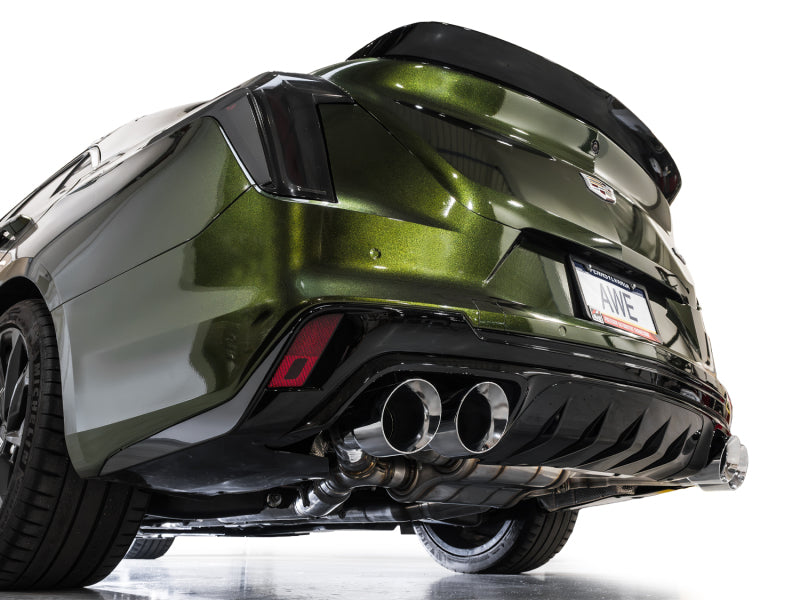 AWE Tuning 2021+ Cadillac CT4-V Blackwing SwitchPath Exhaust - Chrome Silver Tips on performance car