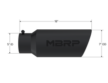 Load image into Gallery viewer, MBRP Universal Tip 7in O.D. Rolled End 5in inlet 18in length Black for performance car parts and tuning upgrades.