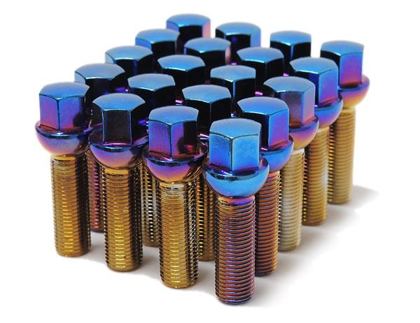 Wheel Mate Mevius Lug Bolt Set of 20 - Blue Neon, 14x1.50 27mm Cone, for performance car parts and high-performance upgrades by DTX Performance