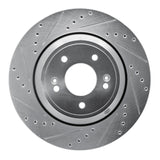 R1 18-23 Genesis G80 Rear Left Drilled & Slotted Silver Brake Rotor