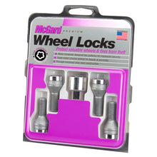 Load image into Gallery viewer, McGard Wheel Lock Bolt Set - 4pk. (Cone Seat) M12X1.25 / 19mm Hex / 25.6mm Shank Length - Chrome packaging
