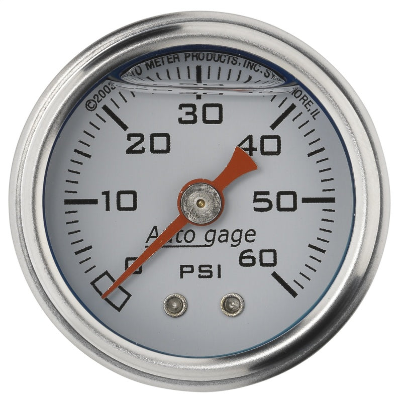 Autometer AutoGage 1.5in 0-60 PSI Fuel Pressure Gauge - White