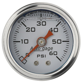 Autometer AutoGage 1.5in 0-60 PSI Fuel Pressure Gauge - White