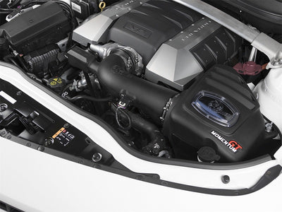 aFe Momentum GT Pro 5R Cold Air Intake System for 13-15 Chevrolet Camaro SS V8-6.2L installed, enhancing engine performance.