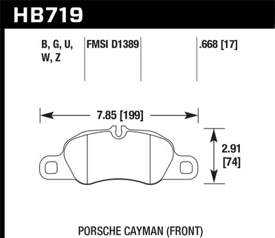 Hawk 09-11 Porsche 911 Carrera / 13-16 Porsche Boxster DTC-60 Race Front Brake Pads diagram