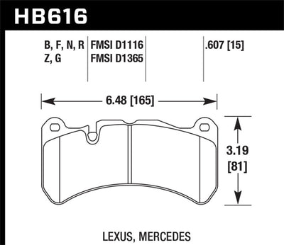Hawk 08-09 Lexus IS-F HP+ Street Front Brake Pads diagram
