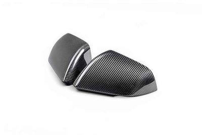 Ford Racing 24-25 Mustang (w/Integrated Turn Signals) Carbon Fiber Mirror Skull Caps - Gloss, high performance car parts by DTX Performance