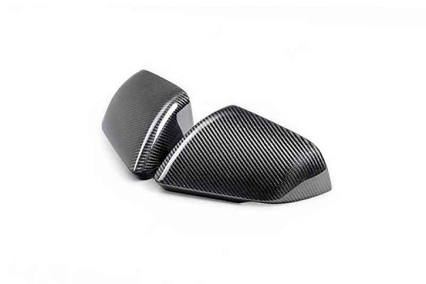 Ford Racing 24-25 Mustang (w/Integrated Turn Signals) Carbon Fiber Mirror Skull Caps - Gloss, high performance car parts by DTX Performance