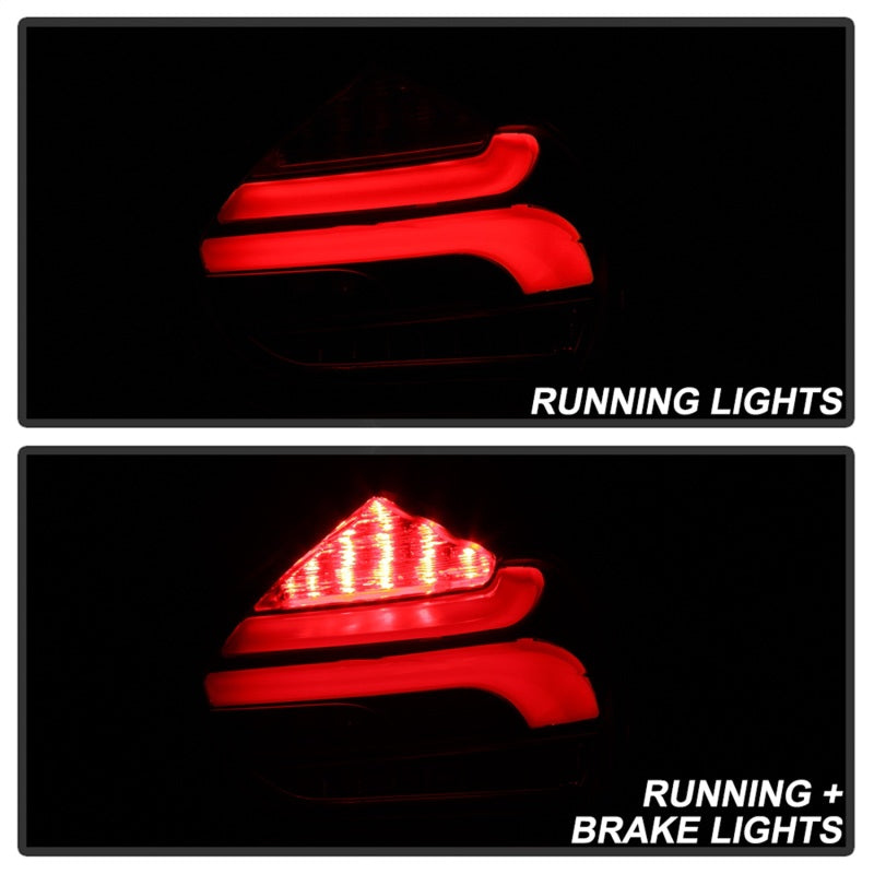 Spyder 15-17 Ford Focus Hatchback LED Tail Lights w/Indicator/Reverse - Black showing running and brake lights