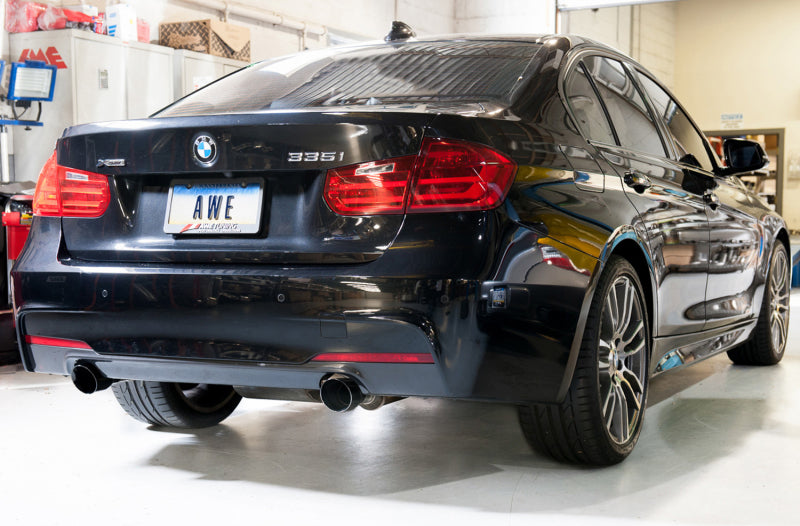 AWE Tuning BMW F3X 335i/435i Touring Edition Axle-Back Exhaust - Diamond Black Tips (102mm) - DTX Performance