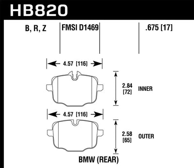 Hawk 12-17 BMW M6 / 14-17 BMW M6 Gran Coupe / 13-16 BMW M5 Performance Ceramic Rear Brake Pads for high performance brakes upgrade