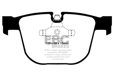 EBC 08-10 BMW M3 4.0 (E90) Redstuff Rear Brake Pads EBC 08-10 BMW M3 4.0 (E90) Redstuff Rear Brake Pads