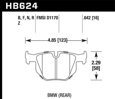 Hawk 2006-2006 BMW 330i HPS 5.0 Rear Brake Pads diagram for performance car parts at DTX Performance, high performance brakes.