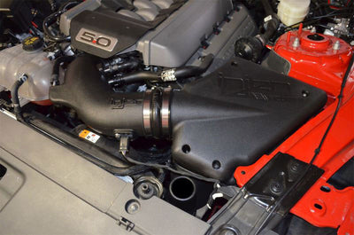 Injen 15-17 Ford Mustang GT 5.0L V8 Evolution Intake in engine bay | High performance car parts DTX Performance veteran owned shop