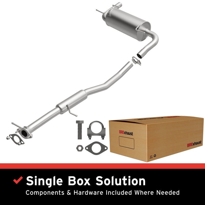 MagnaFlow BRE Exhaust Kit 90-95 Mazda Miata 1.6L components shown with box, designed for high performance exhaust upgrades.