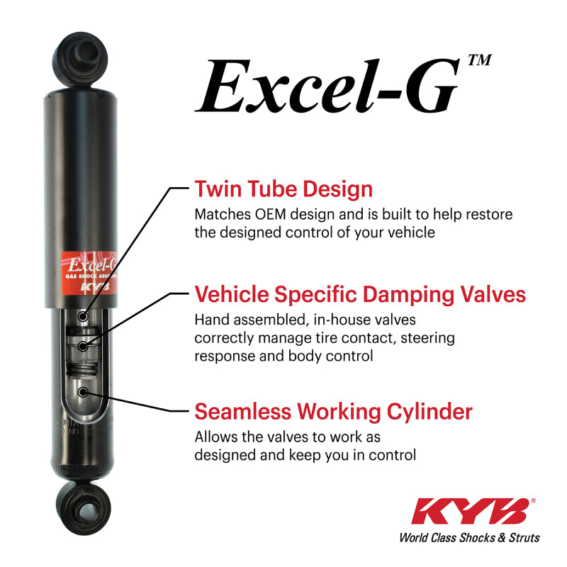 KYB 14-20 Mitsubishi Outlander Front Right Gas Strut Excel-G suspension system benefits from Excel-G twin tube design, damping valves.