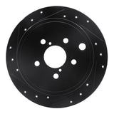 R1 08-15 Subaru Forester Rear Left Drilled & Slotted Black Brake Rotor