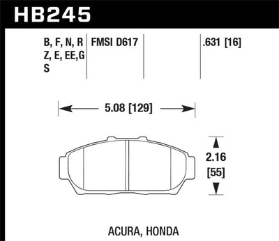 Hawk 94-01 Acura Integra (excl Type R) HPS Street Front Brake Pads specifications