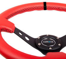 Load image into Gallery viewer, NRG Reinforced Steering Wheel (350mm / 3in. Deep) Red Suede w/Blk Circle Cutout Spokes - DTX Performance