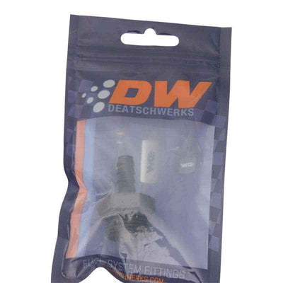 DeatschWerks 10AN ORB Male to 5/16in Male Triple Barb Fitting (Incl O-Ring) - Anodized Matte Black by DTX Performance
