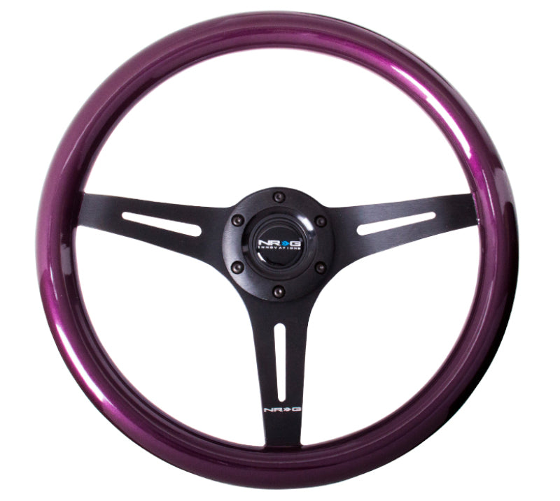 NRG Classic Wood Grain Steering Wheel (350mm) Purple Pearl with Black 3-Spoke Center, performance car parts from DTX Performance.
