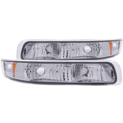 ANZO 1999-2002 Chevrolet Silverado 1500 Euro Parking Lights Chrome w/ Amber Reflector, performance car parts, DTX Performance shop