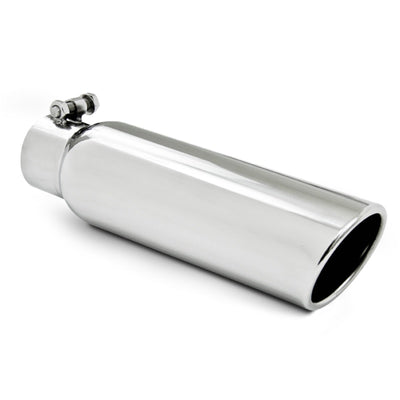 MBRP Universal Tip 3.5in OD 2.5in Inlet 12in L Angled Cut Rolled End for performance exhaust and upgrades.