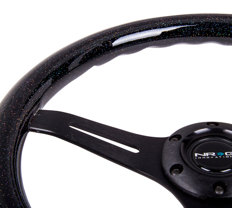 NRG Classic Wood Grain Steering Wheel (350mm) Black Sparkled Grip w/Black 3-Spoke Center, performance upgrades, DTX Performance